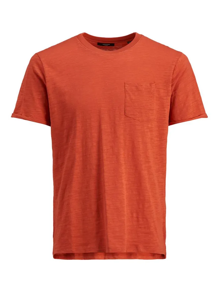 Tshirts JACK and JONES Mens REGULAR FIT SOLID TSHIRT Red Mecca Orange Popular