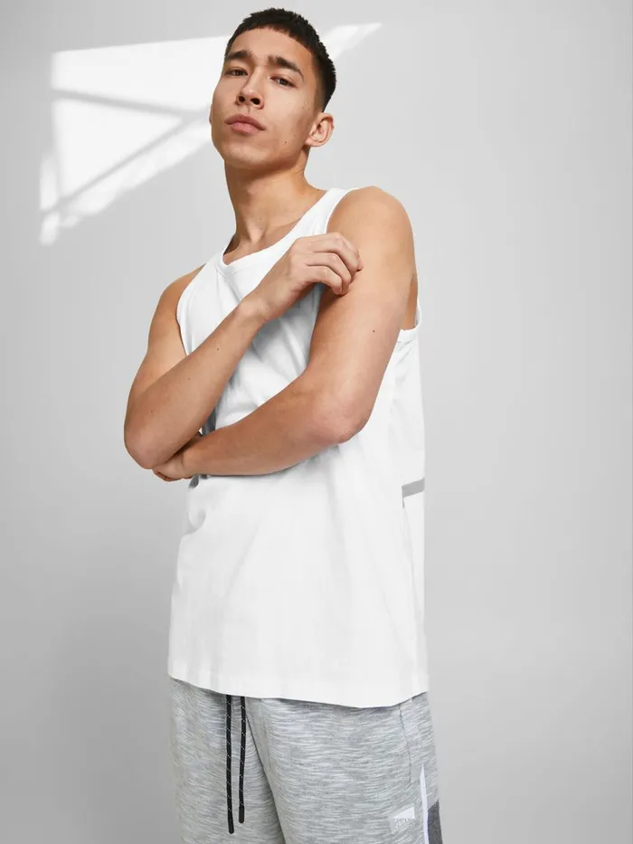 Tshirts JACK and JONES Mens REGULAR FIT TANK TOP White White Near Me