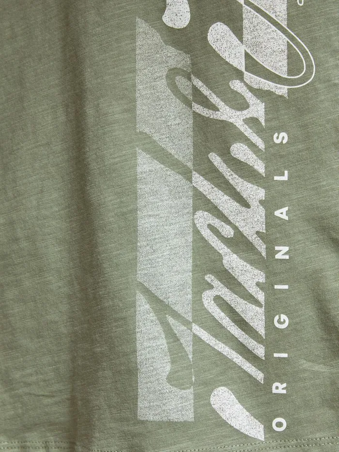 Tshirts JACK and JONES Mens RELAXED FIT PRINT TSHIRT Green Sea Spray Casaul