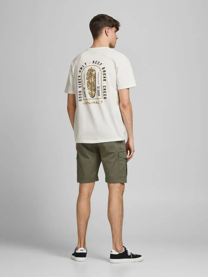 Tshirts JACK and JONES Mens RELAXED FIT TROPICAL PRINT TSHIRT White Cloud Dancer On Sale