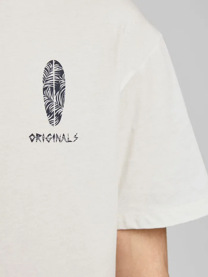 Tshirts JACK and JONES Mens RELAXED FIT TROPICAL PRINT TSHIRT White Cloud Dancer On Sale