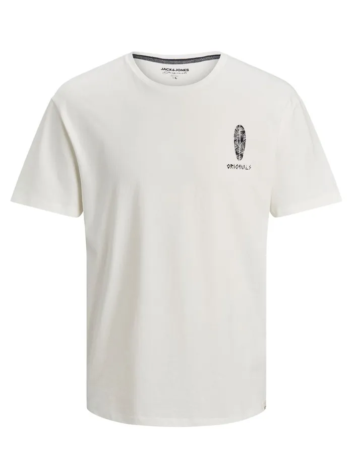 Tshirts JACK and JONES Mens RELAXED FIT TROPICAL PRINT TSHIRT White Cloud Dancer On Sale