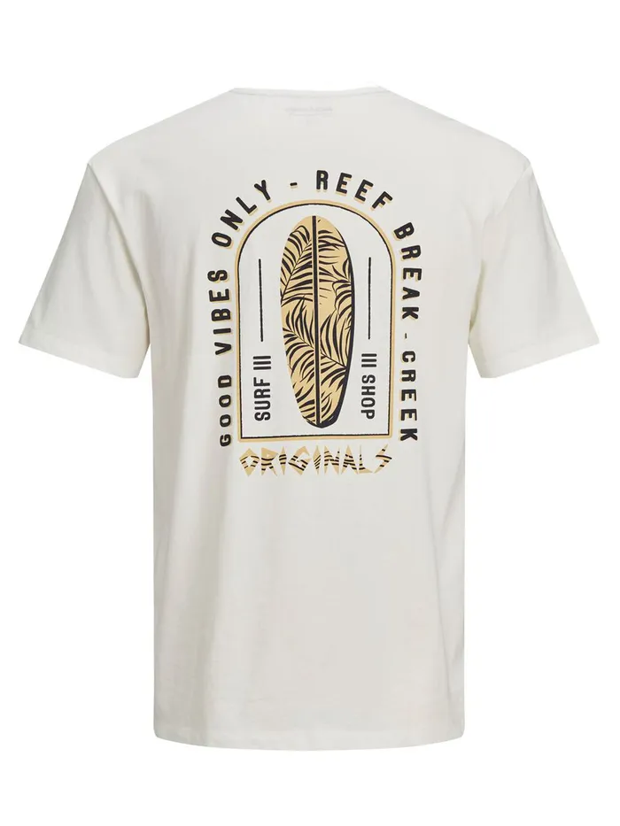 Tshirts JACK and JONES Mens RELAXED FIT TROPICAL PRINT TSHIRT White Cloud Dancer On Sale
