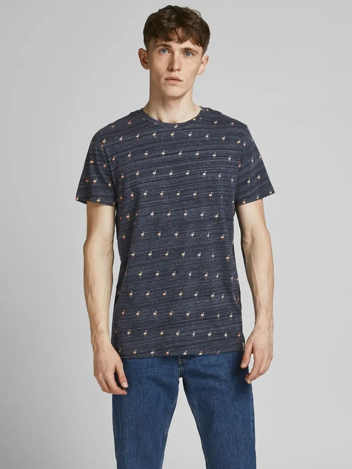 Tshirts JACK and JONES Mens TROPICAL PRINT TSHIRT Blue Navy Blazer Near Me
