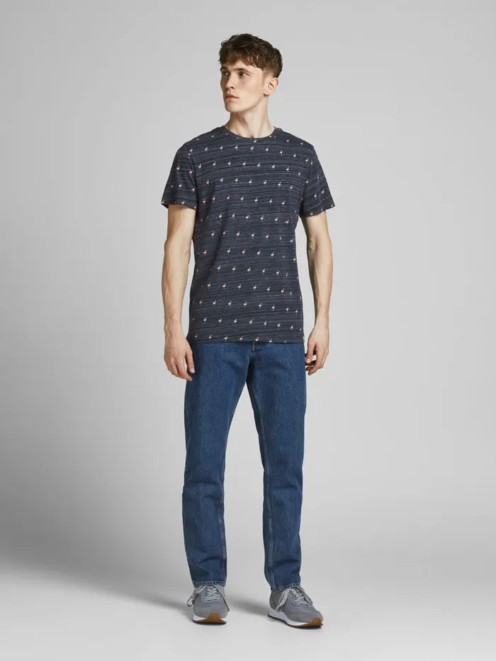 Tshirts JACK and JONES Mens TROPICAL PRINT TSHIRT Blue Navy Blazer Near Me