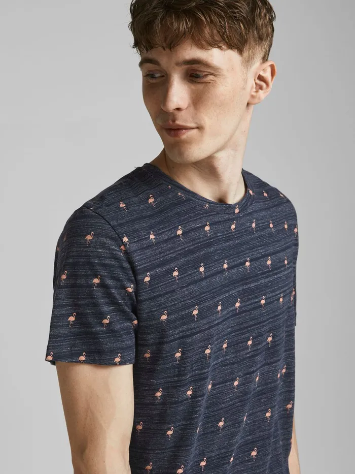 Tshirts JACK and JONES Mens TROPICAL PRINT TSHIRT Blue Navy Blazer Near Me