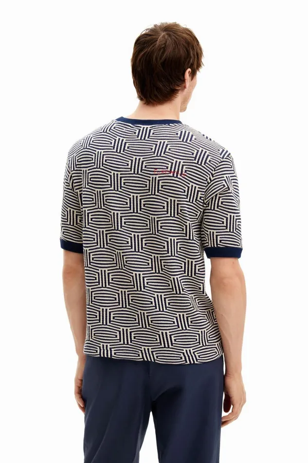 Tshirts Men Desigual Geometric Print Tshirt Blue