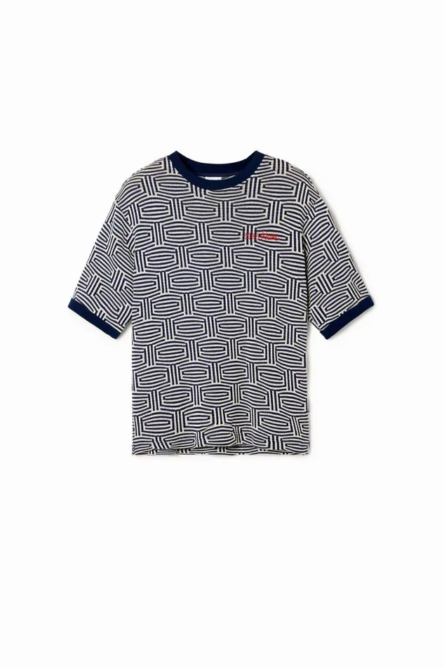 Tshirts Men Desigual Geometric Print Tshirt Blue