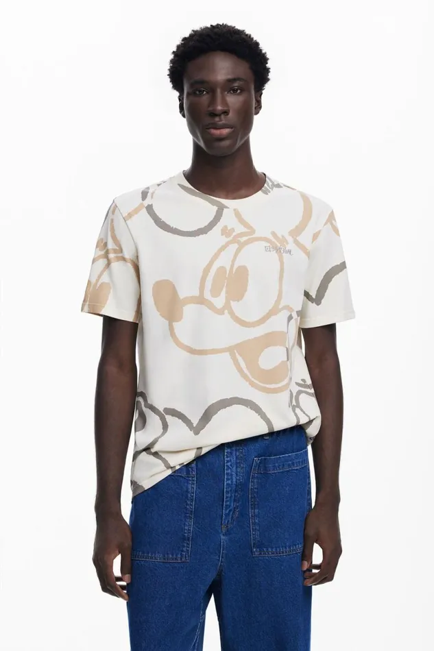 Tshirts Men Desigual Mickey Mouse Tshirt White
