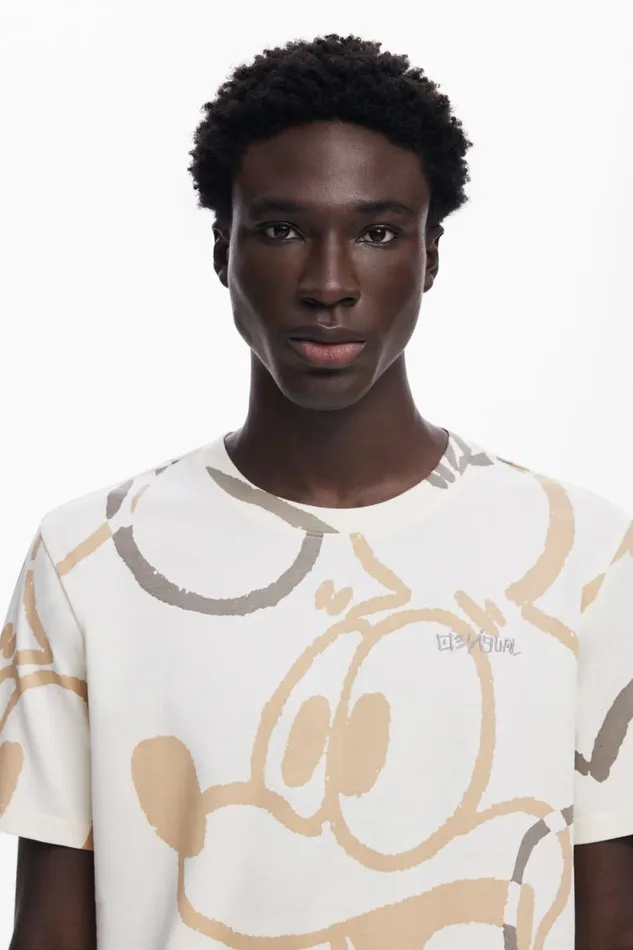 Tshirts Men Desigual Mickey Mouse Tshirt White