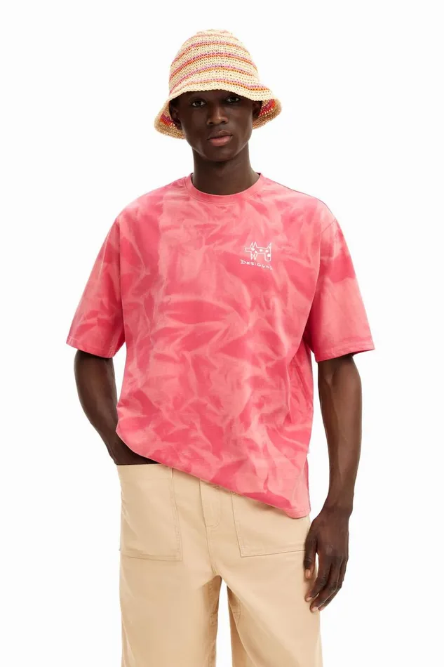 Tshirts Men Desigual Printed Tshirt With Gradient Effect Red