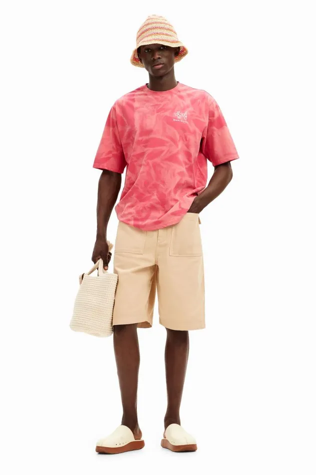 Tshirts Men Desigual Printed Tshirt With Gradient Effect Red