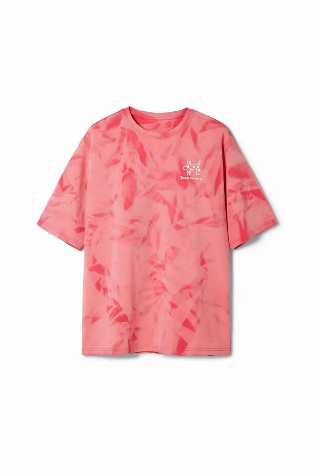 Tshirts Men Desigual Printed Tshirt With Gradient Effect Red