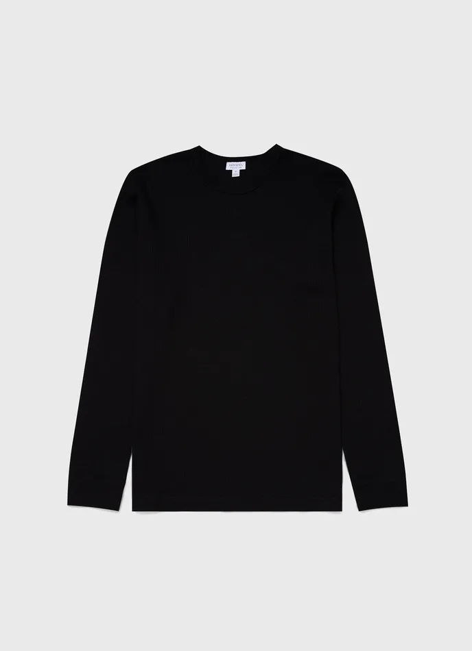 Tshirts Men Long Sleeve Waffle Tshirt Black ussunspel