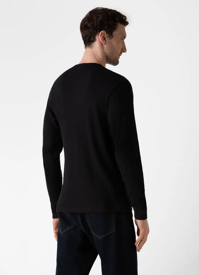 Tshirts Men ussunspel Long Sleeve Waffle Henley Black Tshirts Men ussunspel Long Sleeve Waffle Henley Black