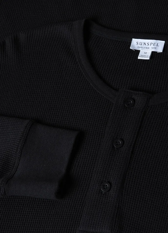 Tshirts Men ussunspel Long Sleeve Waffle Henley Black Tshirts Men ussunspel Long Sleeve Waffle Henley Black