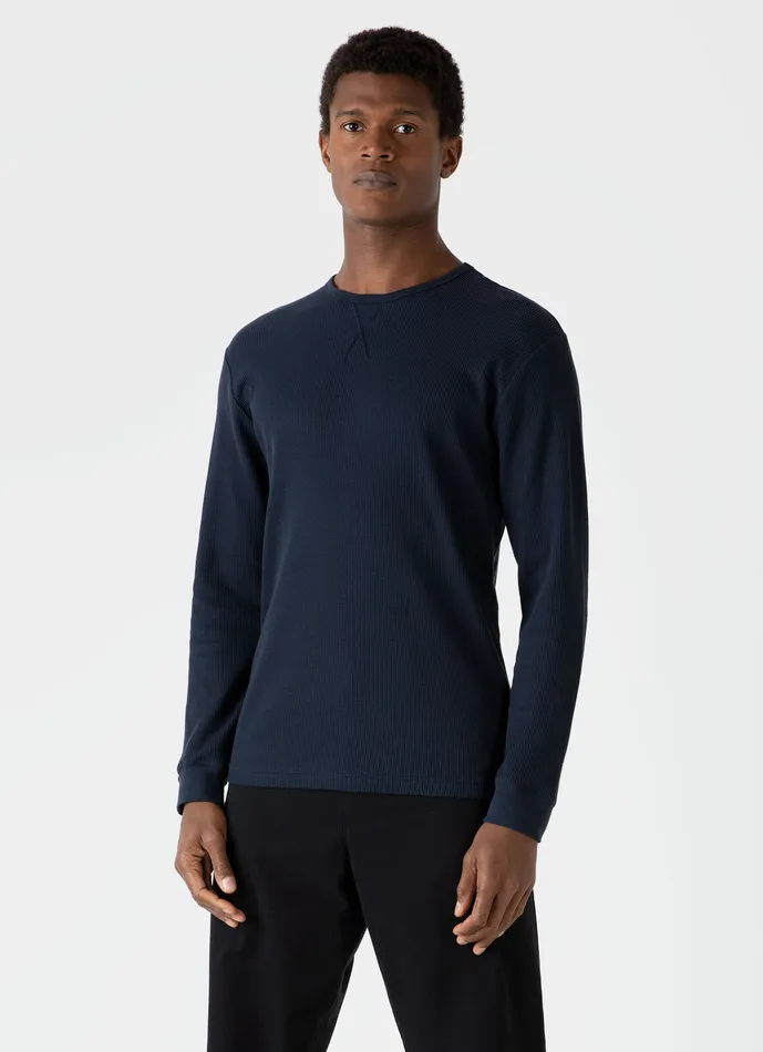 Tshirts ussunspel Men Long Sleeve Waffle Tshirt Navy Tshirts ussunspel Men Long Sleeve Waffle Tshirt Navy