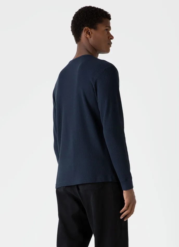Tshirts ussunspel Men Long Sleeve Waffle Tshirt Navy Tshirts ussunspel Men Long Sleeve Waffle Tshirt Navy