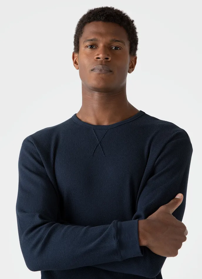 Tshirts ussunspel Men Long Sleeve Waffle Tshirt Navy Tshirts ussunspel Men Long Sleeve Waffle Tshirt Navy