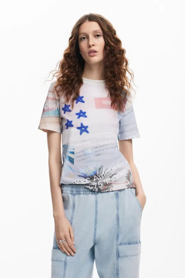 TShirts Women Desigual American Magic Printed Tshirt White