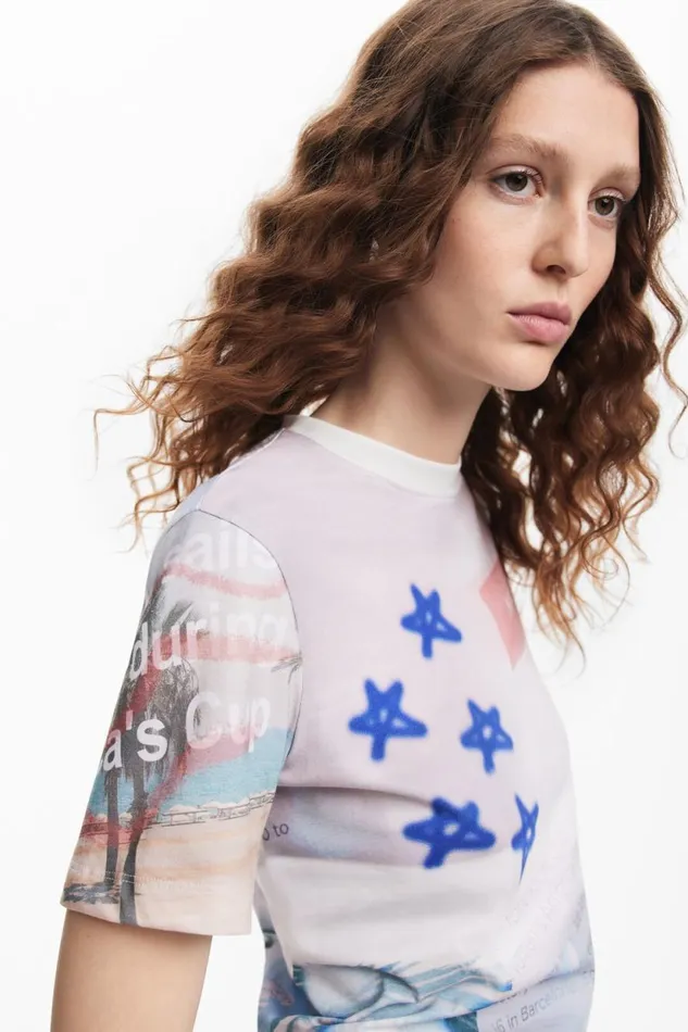 TShirts Women Desigual American Magic Printed Tshirt White