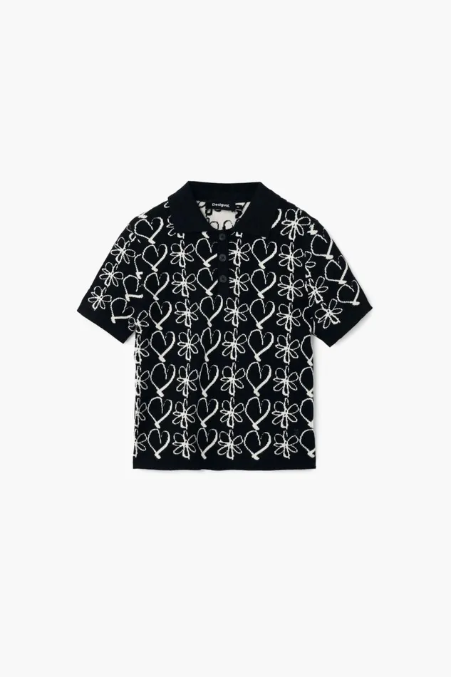 TShirts Women Desigual Knit Polo M Christian Lacroix Black