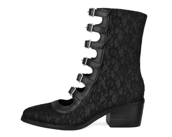 TUK Shoes Boots Women Black Lace MultiStrap Boot TUK Shoes Boots Women Black Lace MultiStrap Boot