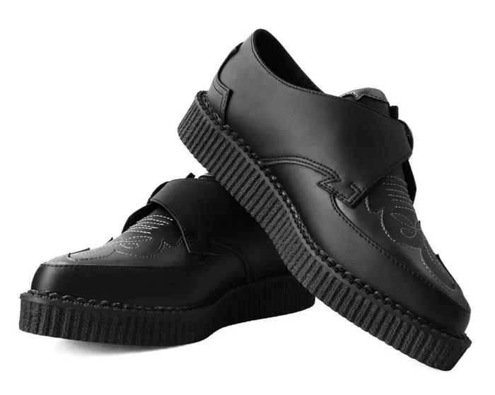 TUK Shoes Dress Shoes Men Black TUKskin Western Antique Buckle Pointed Creeper TUK Shoes Dress Shoes Men Black TUKskin Western Antique Buckle Pointed Creeper