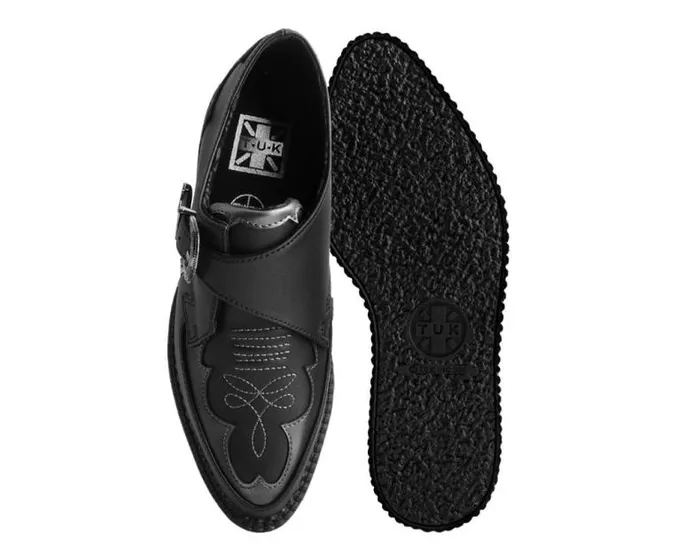 TUK Shoes Dress Shoes Men Black TUKskin Western Antique Buckle Pointed Creeper TUK Shoes Dress Shoes Men Black TUKskin Western Antique Buckle Pointed Creeper
