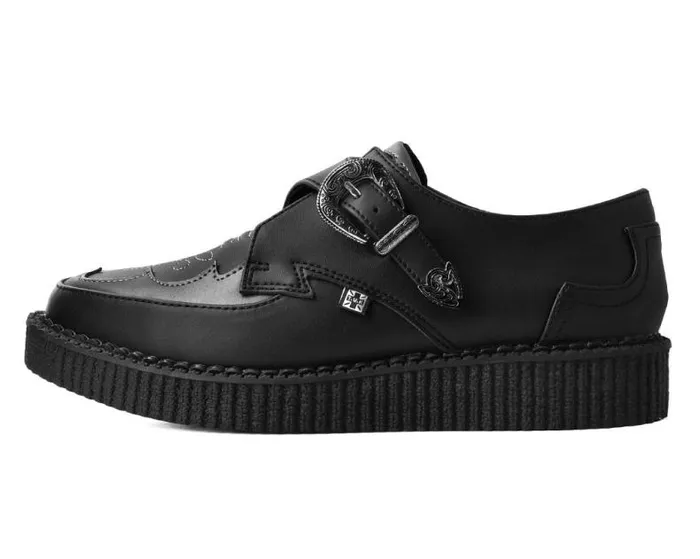 TUK Shoes Dress Shoes Men Black TUKskin Western Antique Buckle Pointed Creeper TUK Shoes Dress Shoes Men Black TUKskin Western Antique Buckle Pointed Creeper