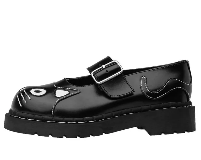 TUK Shoes Kitty Styles Women Black And White Kitty Mary Jane TUK Shoes Kitty Styles Women Black And White Kitty Mary Jane