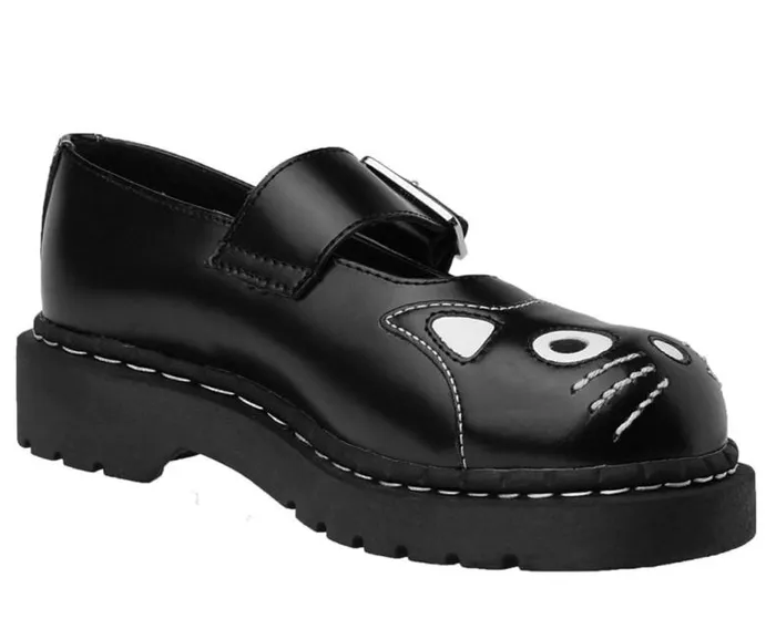 TUK Shoes Kitty Styles Women Black And White Kitty Mary Jane TUK Shoes Kitty Styles Women Black And White Kitty Mary Jane