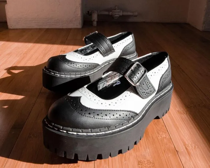 TUK Shoes Mary Janes Women Black and White Double Decker Mary Jane TUK Shoes Mary Janes Women Black and White Double Decker Mary Jane