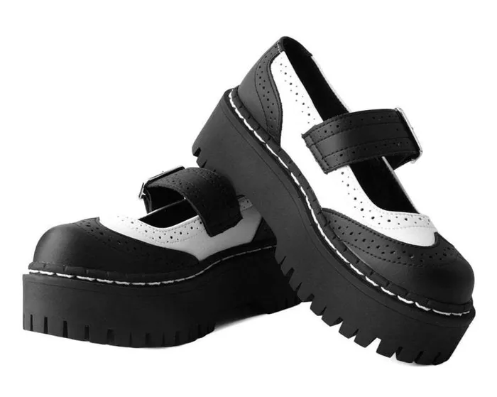TUK Shoes Mary Janes Women Black and White Double Decker Mary Jane TUK Shoes Mary Janes Women Black and White Double Decker Mary Jane