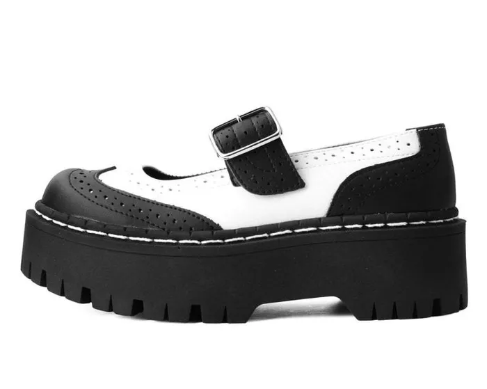 TUK Shoes Mary Janes Women Black and White Double Decker Mary Jane TUK Shoes Mary Janes Women Black and White Double Decker Mary Jane