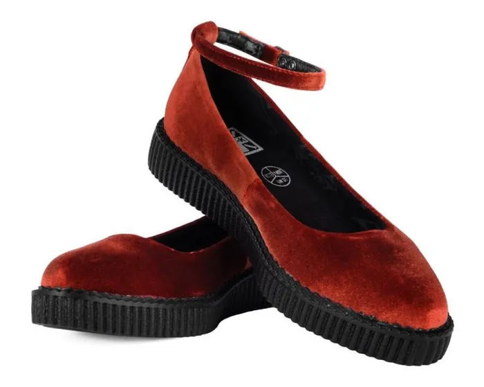 TUK Shoes Mary Janes Women Burnt Orange Pointed Ballet Creeper TUK Shoes Mary Janes Women Burnt Orange Pointed Ballet Creeper