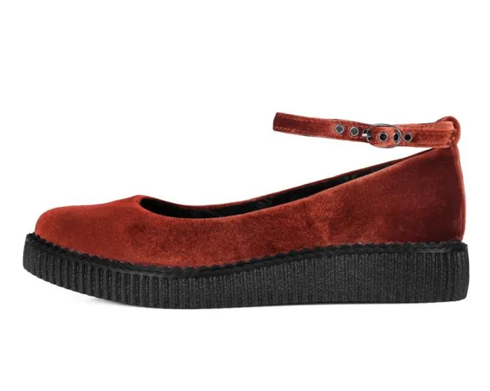TUK Shoes Mary Janes Women Burnt Orange Pointed Ballet Creeper TUK Shoes Mary Janes Women Burnt Orange Pointed Ballet Creeper