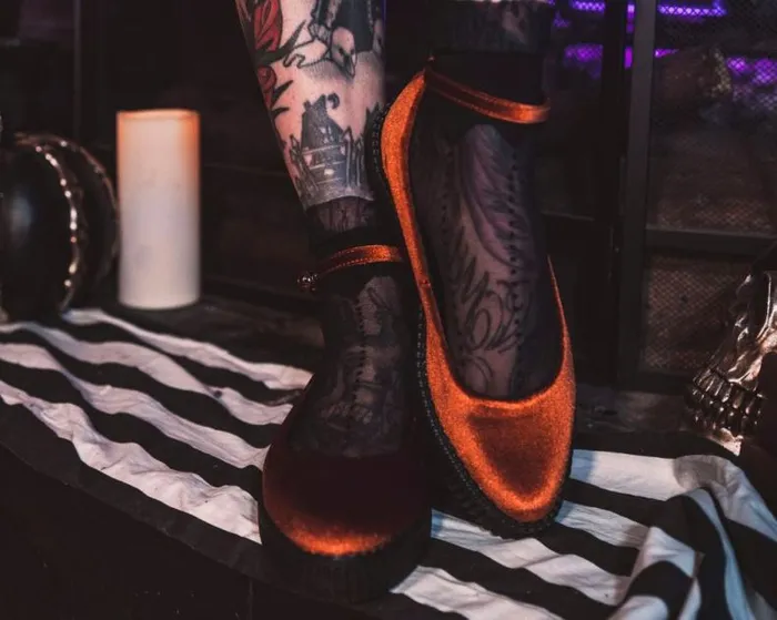 TUK Shoes Mary Janes Women Burnt Orange Pointed Ballet Creeper TUK Shoes Mary Janes Women Burnt Orange Pointed Ballet Creeper