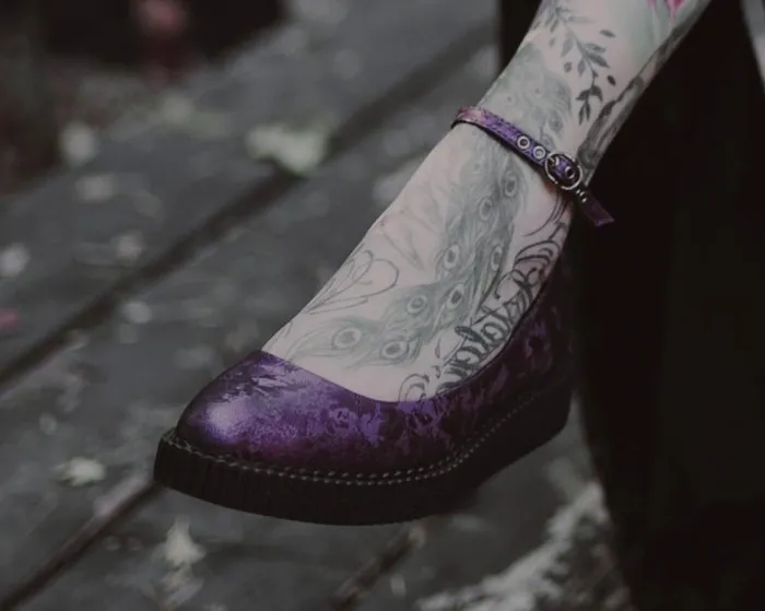 TUK Shoes Mary Janes Women Purple Metallic Blossom Ballet Ankle Strap Creeper Mary Jane Shoe TUK Shoes Mary Janes Women Purple Metallic Blossom Ballet Ankle Strap Creeper Mary Jane Shoe