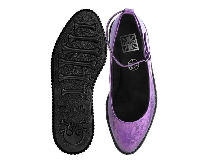 TUK Shoes Mary Janes Women Purple Metallic Blossom Ballet Ankle Strap Creeper Mary Jane Shoe TUK Shoes Mary Janes Women Purple Metallic Blossom Ballet Ankle Strap Creeper Mary Jane Shoe