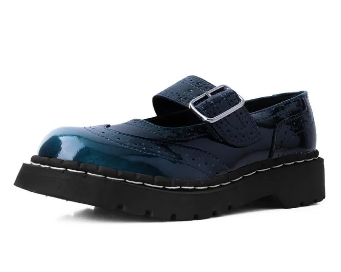 TUK Shoes Mary Janes Women Teal Gradient Brogue Mary Jane