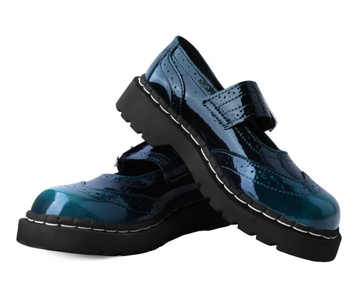 TUK Shoes Mary Janes Women Teal Gradient Brogue Mary Jane TUK Shoes Mary Janes Women Teal Gradient Brogue Mary Jane