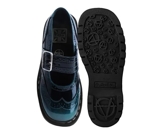 TUK Shoes Mary Janes Women Teal Gradient Brogue Mary Jane TUK Shoes Mary Janes Women Teal Gradient Brogue Mary Jane