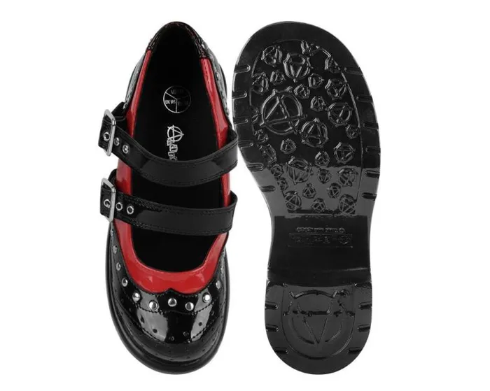 TUK Shoes Platforms Women Black and Red Patent Brogue Bubble Mary Jane TUK Shoes Platforms Women Black and Red Patent Brogue Bubble Mary Jane