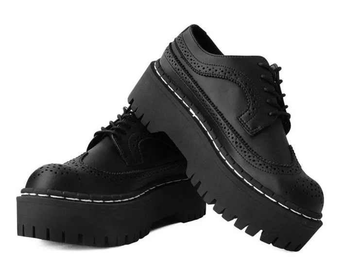 TUK Shoes Platforms Women Black Double Decker Brogue TUK Shoes Platforms Women Black Double Decker Brogue