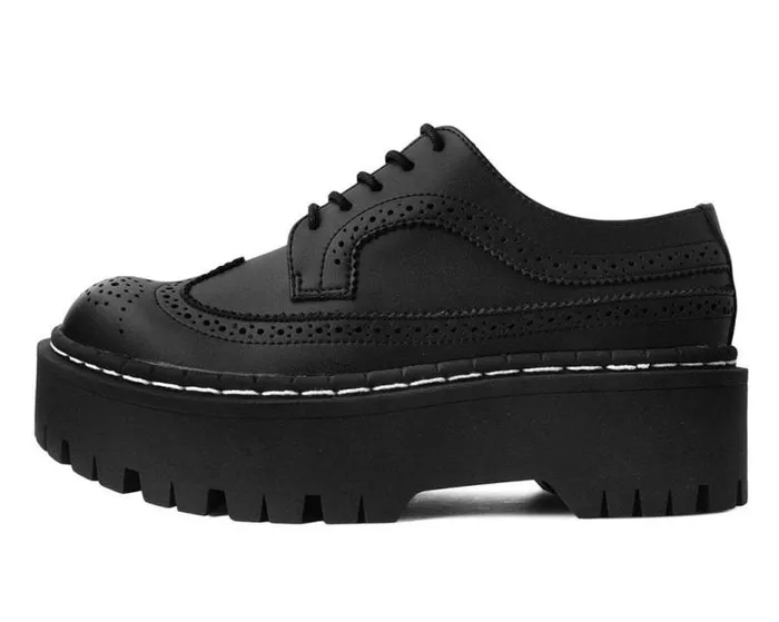 TUK Shoes Platforms Women Black Double Decker Brogue TUK Shoes Platforms Women Black Double Decker Brogue