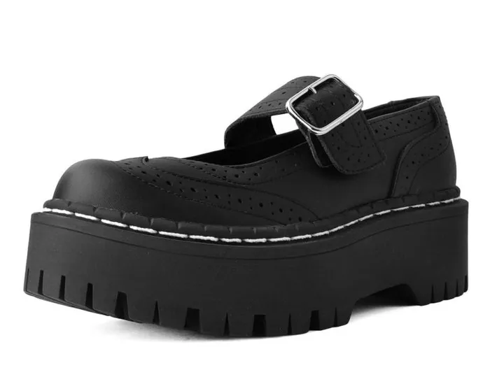 TUK Shoes Platforms Women Black Double Decker Mary Jane