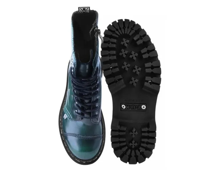 TUK Shoes Platforms Women Green RubOff 10Eye Double Decker Boot TUK Shoes Platforms Women Green RubOff 10Eye Double Decker Boot