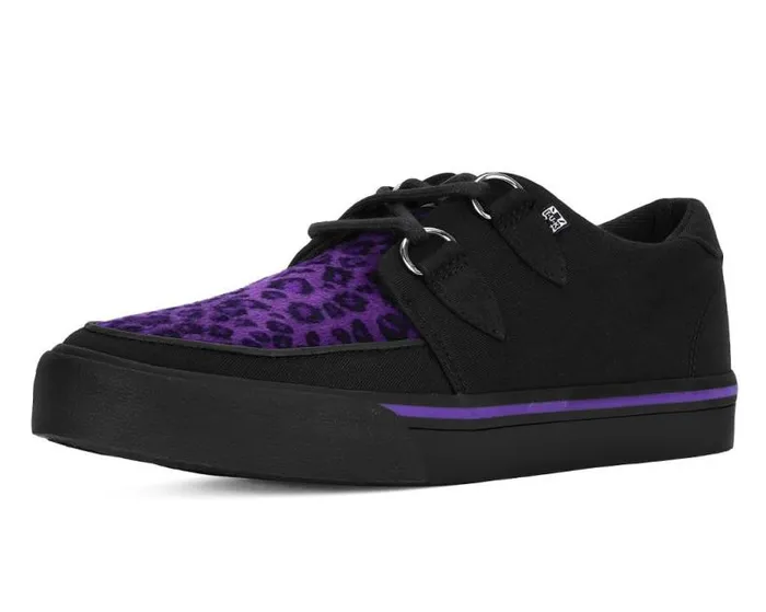 TUK Shoes Sneakers Men Black and Purple Leopard DRing Sneaker