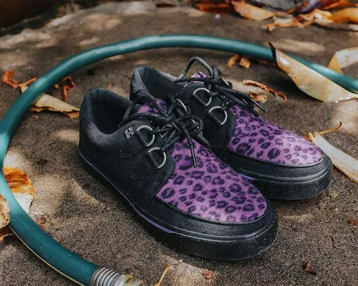 TUK Shoes Sneakers Men Black and Purple Leopard DRing Sneaker TUK Shoes Sneakers Men Black and Purple Leopard DRing Sneaker